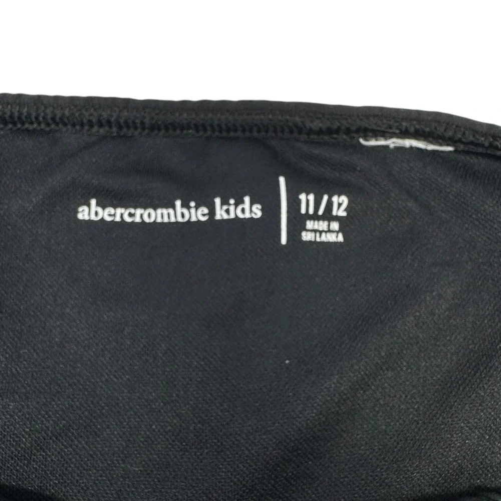 Abercrombie Kids‎ Girls Black Ribbed Bikini Swim Bottom Size 11/12 A&F Logo